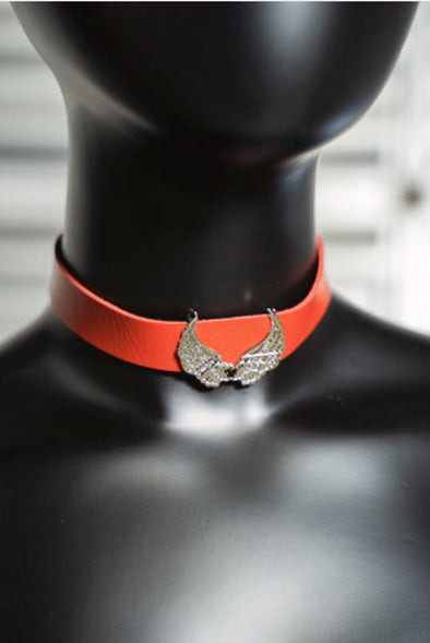 Leather Chokers Collection Color Red - Power Wings By Jullye Giliberti - Power Wings By Jullye Giliberti