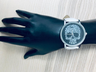 Leather Watch Sckull Sckull Faux Collection Color White - Power Wings By Jullye Giliberti - Power Wings By Jullye Giliberti