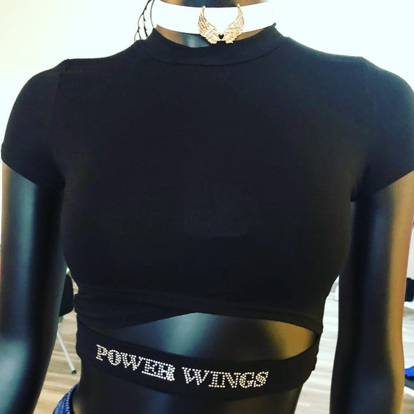 Sleeve Less Tshirt Crystal Collection Color Black - Power Wings By Jullye Giliberti - Power Wings By Jullye Giliberti